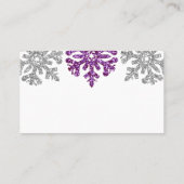 Zilver Paarse sneeuwvlokken Winter Weddenschap Plaatskaartje (Achterkant)