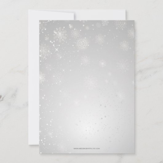Zilver Paarse sneeuwvlokken Winterpartij Kaart (Achterkant)