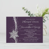 Zilver Paarse sneeuwvlokken Winterrepetitie Dinner Kaart (Staand voorkant)