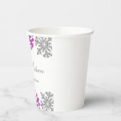 Zilver Paarse Snowflake Winter Sweet 16 Papieren Bekers (Links)