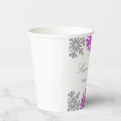 Zilver Paarse Snowflake Winter Sweet 16 Papieren Bekers (Rechts)