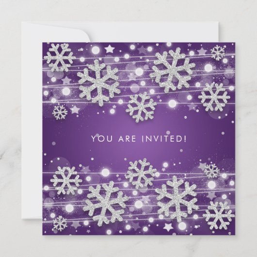 Zilver Paarse Winter Glitter Glam 30th Birthday Kaart (Achterkant)