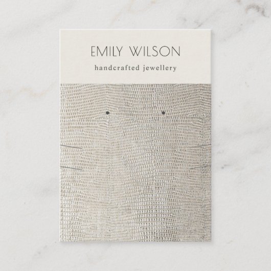 Zilver parelledertextuur, Ketting Visitekaartje (Voorkant)