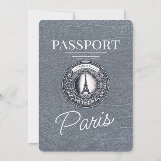 Zilver Parijs Paspoort Bruiloft Kaart (Achterkant)