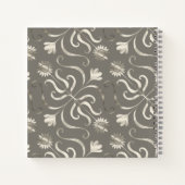 Zilver & Pearl Floral Damask Sunflower Classy Grey Notitieboek (Achterkant)
