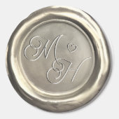 Zilver Pearl  Initialen Aangepast huwelijk Ronde Sticker (Voorkant)