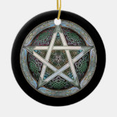 Zilver Pentacle Pendant/Ornament Keramisch Ornament (Voorkant)