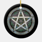 Zilver Pentacle Pendant/Ornament Keramisch Ornament (Achterkant)
