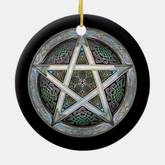 Zilver Pentacle Pendant/Ornament Keramisch Ornament (Achterkant)