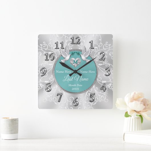 Zilver Persoonlijke wandklokken voor bruiloften (Huis)