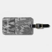 Zilver & Pewter Camouflage Glitter Monogrammed Bagagelabel (Voorkant horizontaal)