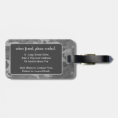 Zilver & Pewter Camouflage Glitter Monogrammed Bagagelabel (Achterkant horizontaal)