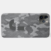 Zilver & Pewter Camouflage Glitter Monogrammed Case-Mate iPhone Case (Achterkant (horizontaal))