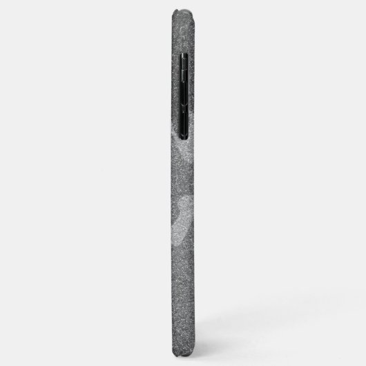 Zilver & Pewter Camouflage Glitter Monogrammed Case-Mate iPhone Case (Achterkant/links)