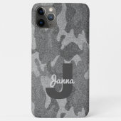 Zilver & Pewter Camouflage Glitter Monogrammed Case-Mate iPhone Case (Achterkant)
