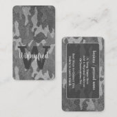 Zilver & Pewter Camouflage Glitter Monogrammed Visitekaartje (Voorkant / Achterkant)