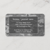 Zilver & Pewter Camouflage Glitter Monogrammed Visitekaartje (Achterkant)