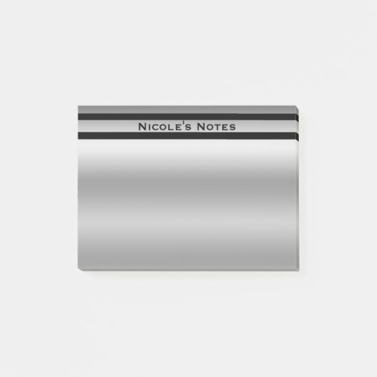 Zilver Platina Glans Chic Modern Persoonlijk Post-it® Notes (Voorkant)