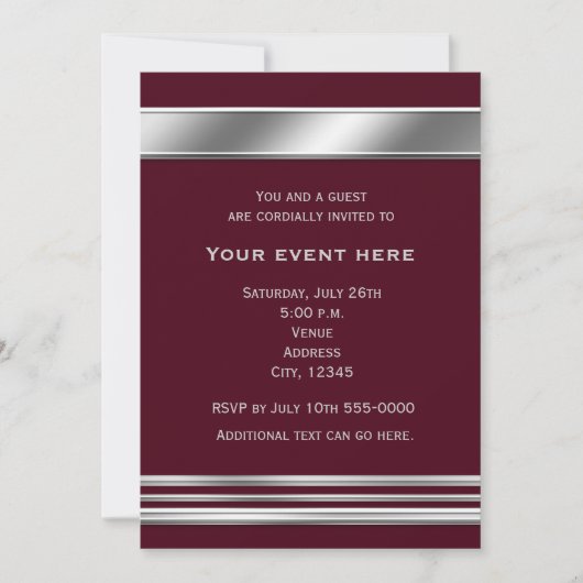 Zilver Platinum Shine Elegante Uitnodiging-ELKE KL Kaart (Voorkant)