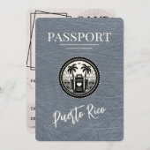 Zilver Puerto Rico paspoort Save The Date (Voorkant / Achterkant)