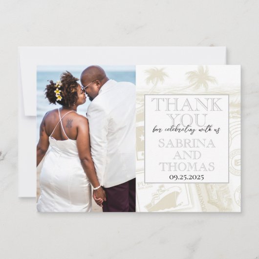 Zilver Puerto Rico trouwfoto dank u Bedankkaart (Voorkant)