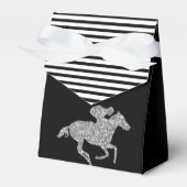 Zilver Racehorse Zwart Wit Strepen Bedankdoosjes (Voorkant Zijde)