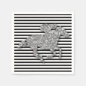Zilver Racehorse Zwart & Wit Strepen Servet (Voorkant)