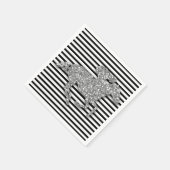 Zilver Racehorse Zwart & Wit Strepen Servet (Hoek)