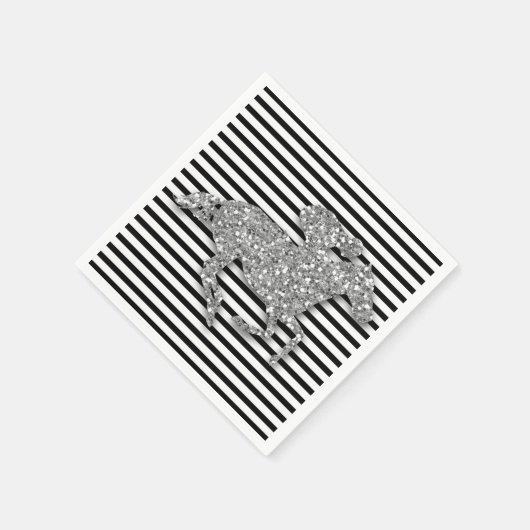 Zilver Racehorse Zwart & Wit Strepen Servet (Hoek)