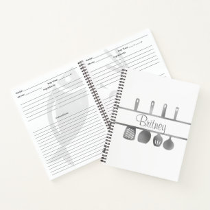 Zilver Recept Kookboek Bestek Gepersonaliseerd Notitieboek