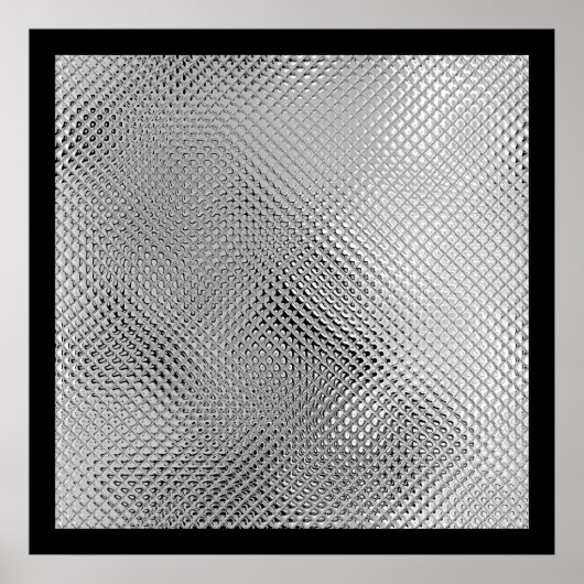 Zilver Reflecterende Metaal Abstract Zwart Poster (Voorkant)