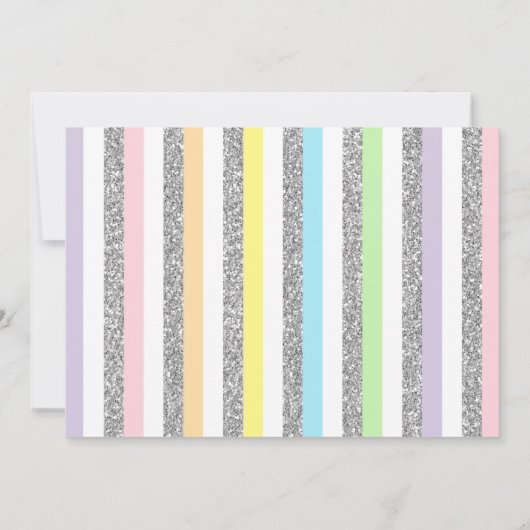 Zilver Regenboog Eenhoorn Roze Bloemige Verjaardag Kaart (Achterkant)