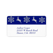 Zilver Reindedarspnowflake Border Etiket (Voorkant)
