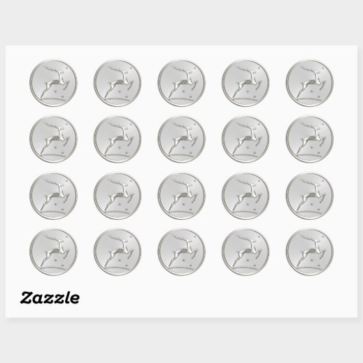 Zilver rendierenslijpzegel ronde sticker (Vel)