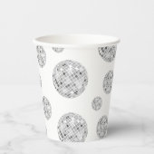 Zilver Retro Disco Bal Groovy Bruidsfeest  Papieren Bekers (Voorkant)