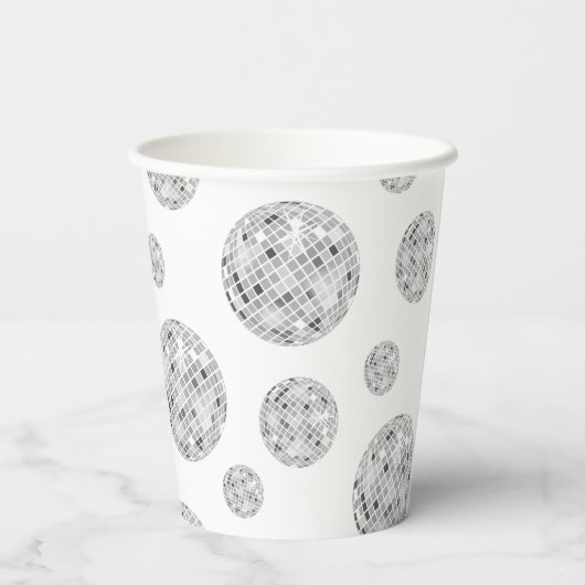 Zilver Retro Disco Bal Groovy Bruidsmeisje Feest  Papieren Bekers (Achterkant)