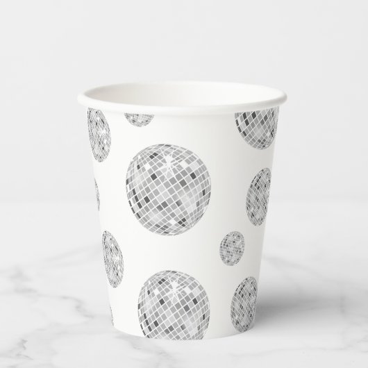 Zilver Retro Disco Bal Groovy Bruidsmeisje Feest  Papieren Bekers (Voorkant)