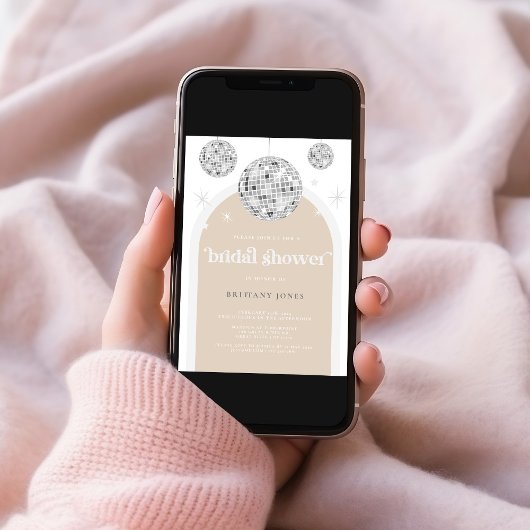 Zilver Retro Disco Glitter boog Bruidsfeest Kaart