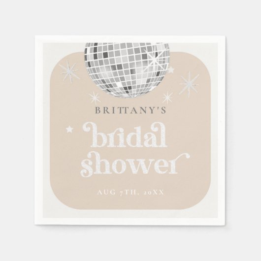 Zilver Retro Disco Groovy Bruidsmeisjesfeest  Servet (Voorkant)