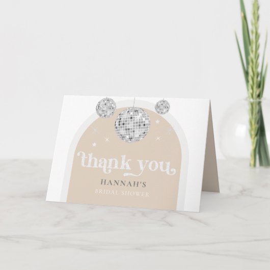 Zilver Retro Disco Groovy Bruiloftsfeest  Bedankkaart (Voorkant)