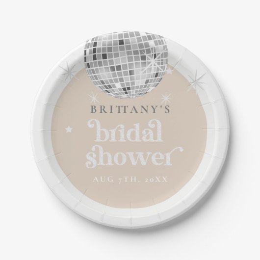 Zilver Retro Disco Groovy Bruiloftsfeest Papieren Bordje (Voorkant)