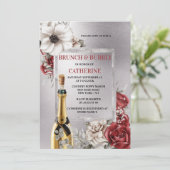 Zilver rode roze papaver mousserende wijn kaart (Staand voorkant)