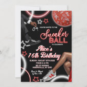 Zilver Rode Sneaker Bal en Disco Bal Verjaardag Kaart (Voorkant)