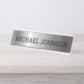 Zilver Roestvrij staal Metaal Bureau Naambordje (Voorkant)