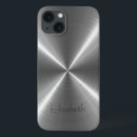 Zilver Roestvrij staal Metaal iPhone 13 Hoesje<br><div class="desc">Zilver Roestvrij staalmetaal. Verwijder of wijzig Elizabeth voordat je een object koopt. Het ontwerp is beschikbaar op andere producten.</div>