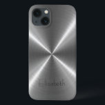 Zilver Roestvrij staal Metaal iPhone 13 Hoesje<br><div class="desc">Zilver Roestvrij staalmetaal. Verwijder of wijzig Elizabeth voordat je een object koopt. Het ontwerp is beschikbaar op andere producten.</div>