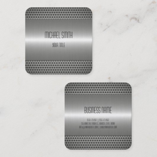 Zilver Roestvrij staal Metaal Vierkante Visitekaartje (Voorkant / Achterkant)