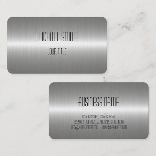 Zilver Roestvrij staal Metaal Visitekaartje (Voorkant / Achterkant)