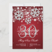Zilver Rood 30e Verjaardag Winter Glitter Glam Kaart (Voorkant)