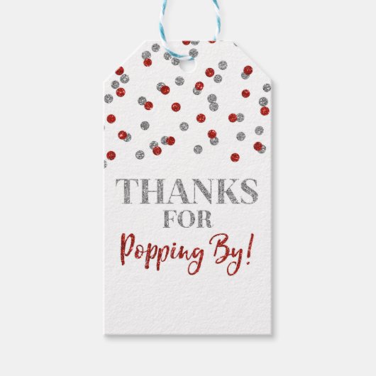Zilver Rood Confetti Bedankt voor het langskomen Cadeaulabel (Voorkant)